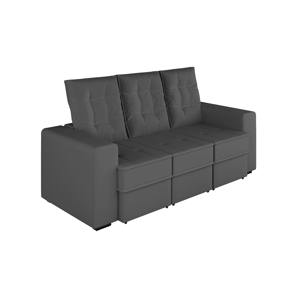 Sof&aacute; Retr&aacute;til e Reclin&aacute;vel 3 Lugares 618 Cinza 200 cm Somopar Mineapolis, , large image number 2