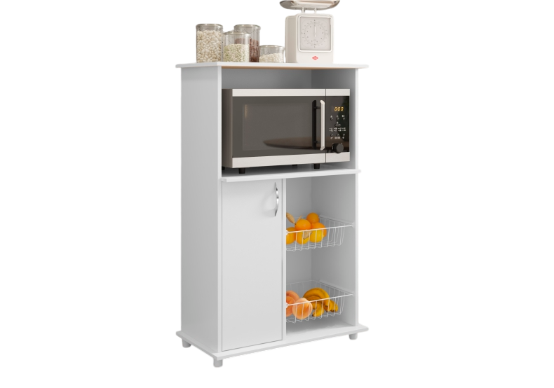 Balcão de Cozinha com Tampo 1 Porta 1 Nicho para Microondas Branco Notável NT3075