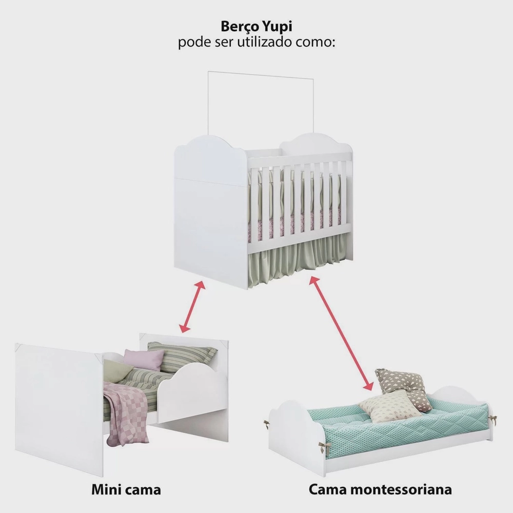Berço Mini Cama Yupe Branco 70x130 Estrela, , large image number 6