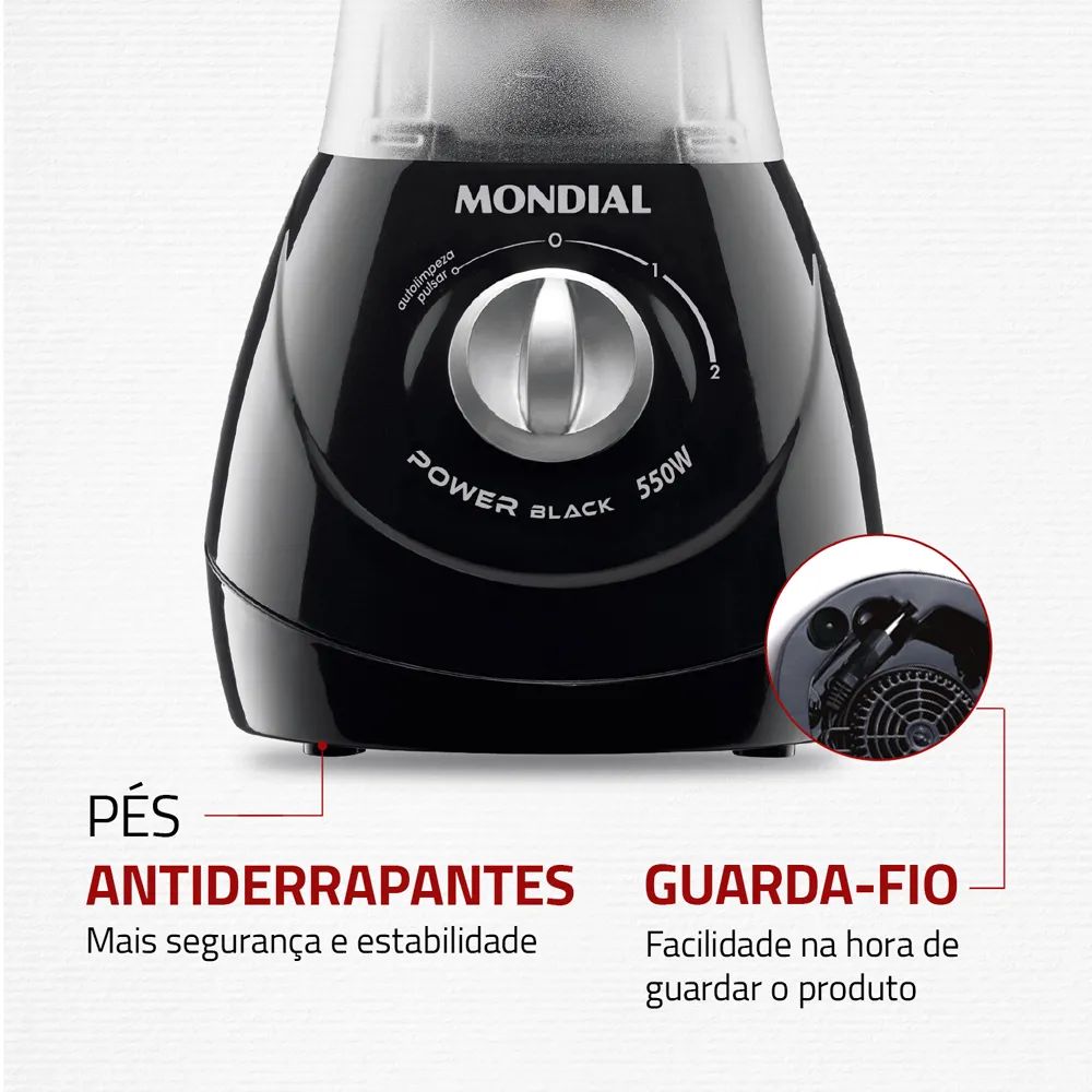 Liquidificador Mondial Preto 2 Velocidades + Pulsar 2,1L L 28-B 220V 550W, , large image number 5