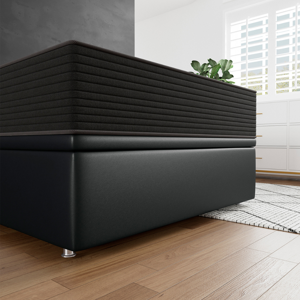 Base Cama Box Casal com Ba&uacute; Physical Corino Preto 188x138x42,5 cm Ortobom, , large image number 5