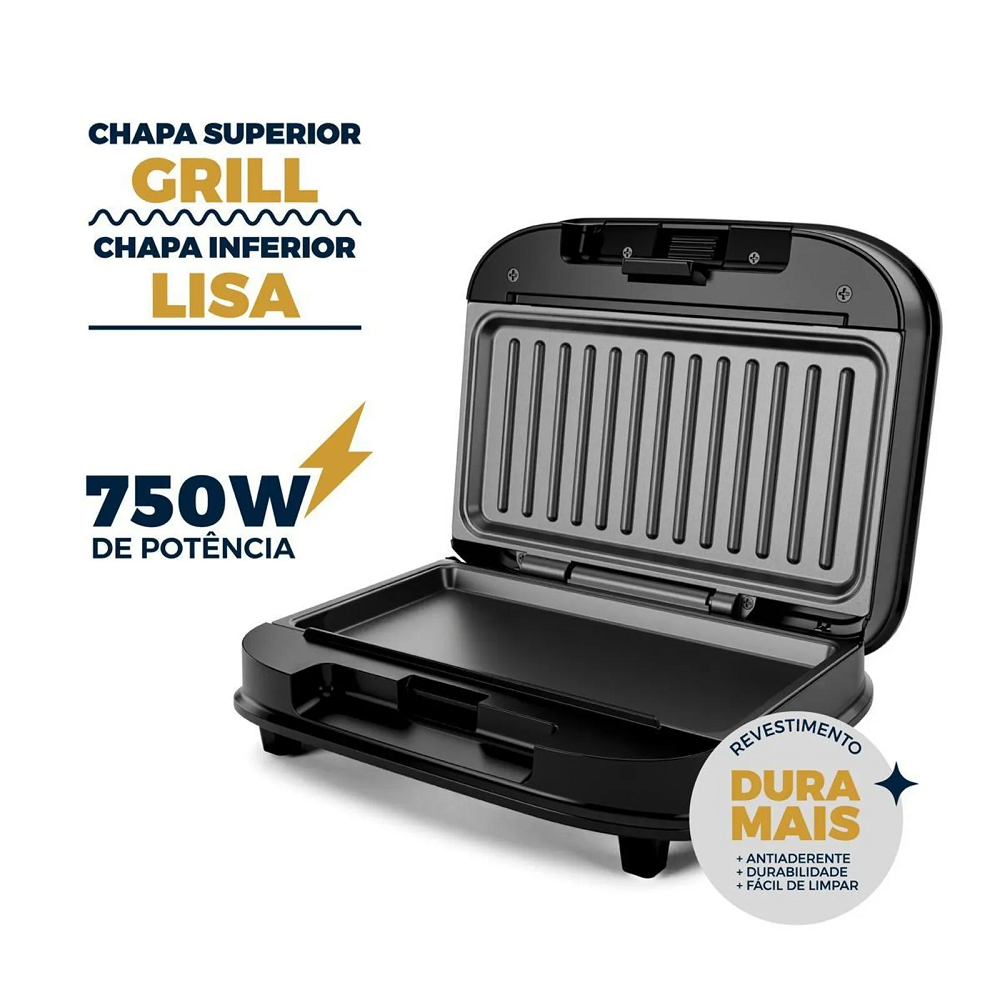Sanduicheira Grill Britânia Antiaderente Preta 750W 220V BGR25A, , large image number 5