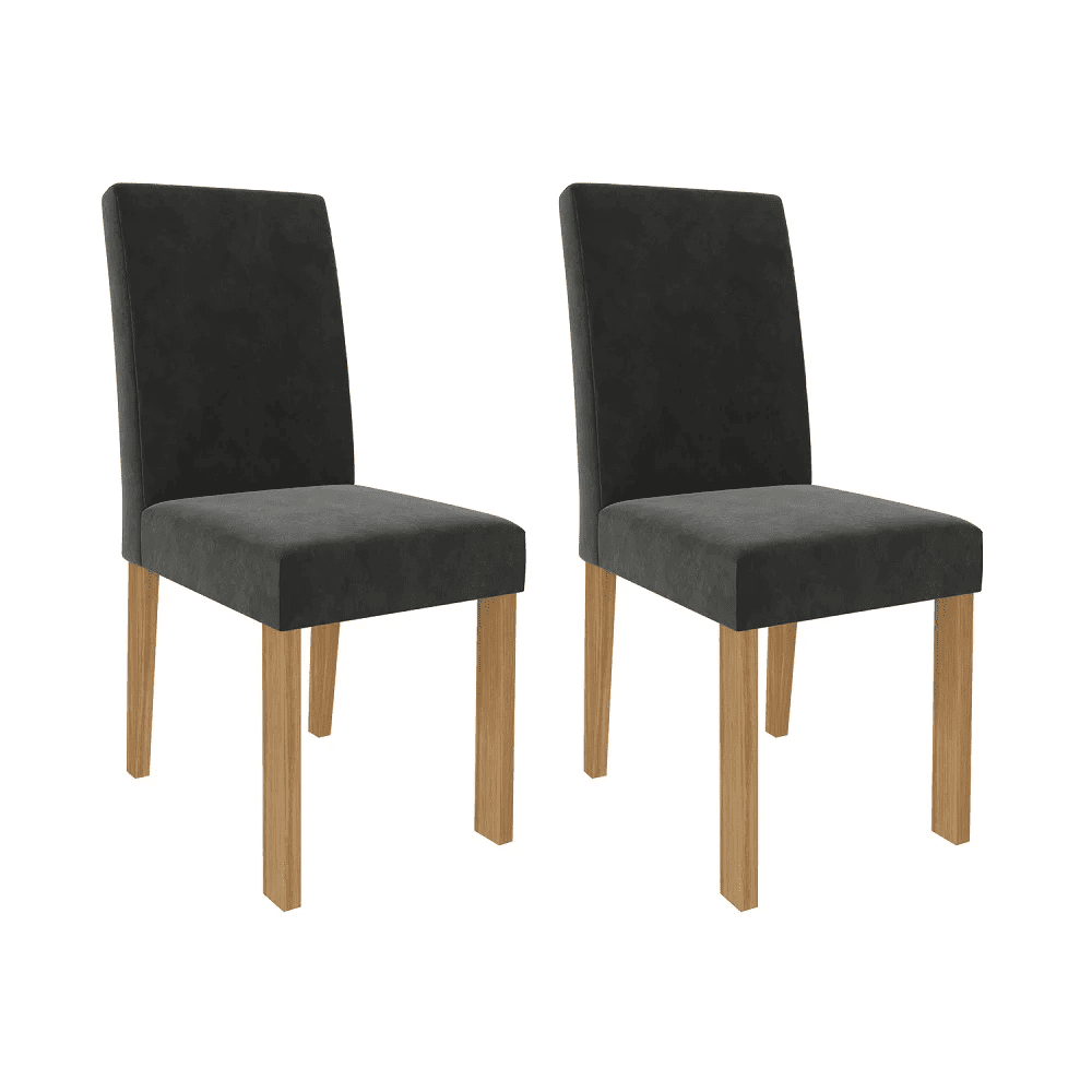 Conjunto de Mesa Sala Jantar Retangular 160x80 com 6 Cadeiras Maia Nature/Chumbo Cimol Patr&iacute;cia, , large image number 3