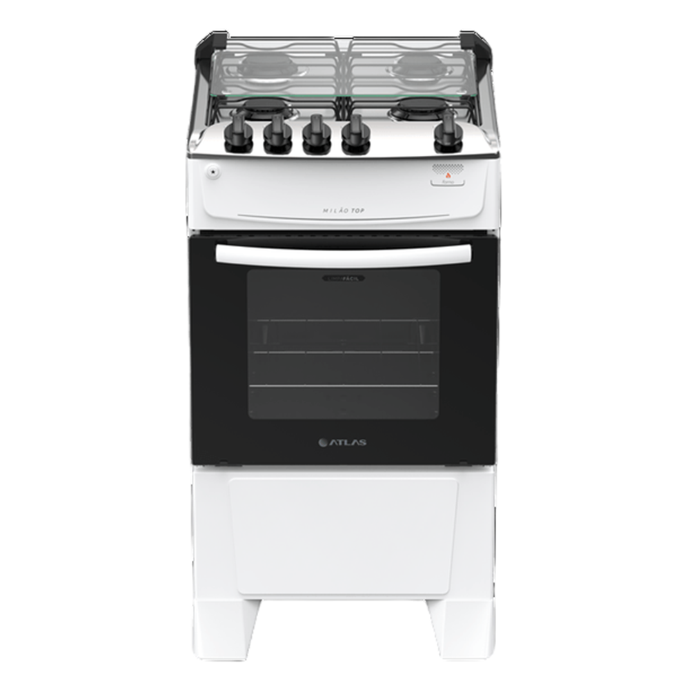 Fog&atilde;o 4 bocas Atlas Autom&aacute;tico Mesa de Inox Branco New Mil&atilde;o Top, , large image number 1