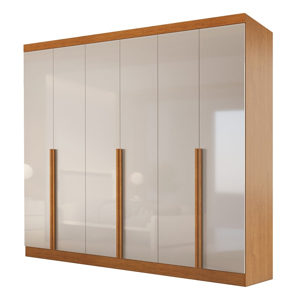 Guarda-Roupa Casal 6 Portas 6 Gavetas Nature/Off White Bianchi Alvorada
