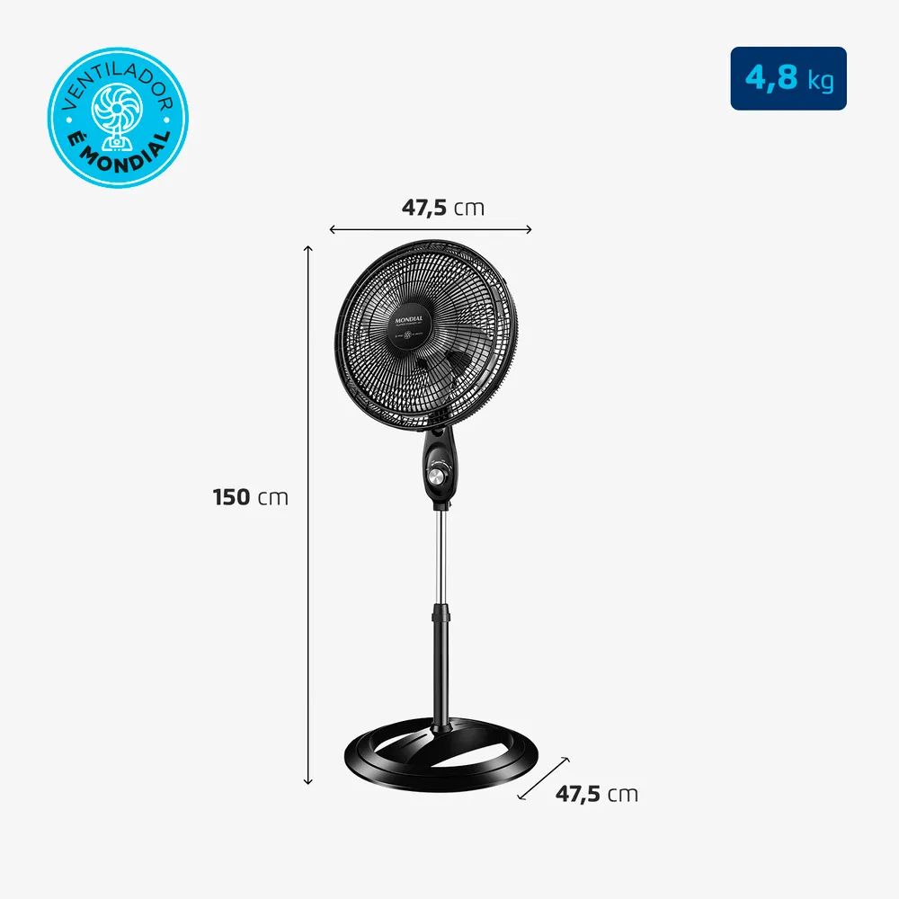 Ventilador de Coluna Mondial 40cm Super Power 6 Pás VSP-40C-NB, , large image number 6