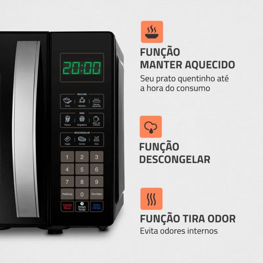 Micro-Ondas Mondial 21 Litros Preto 220V MO-01-21-B 1200W, , large image number 2