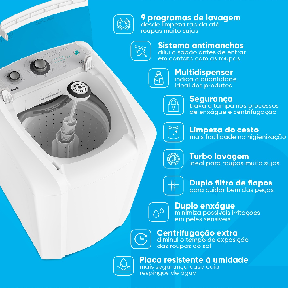 Máquina de Lavar Roupas Colormaq 12kg 220V LCA12 Branca, , large image number 4