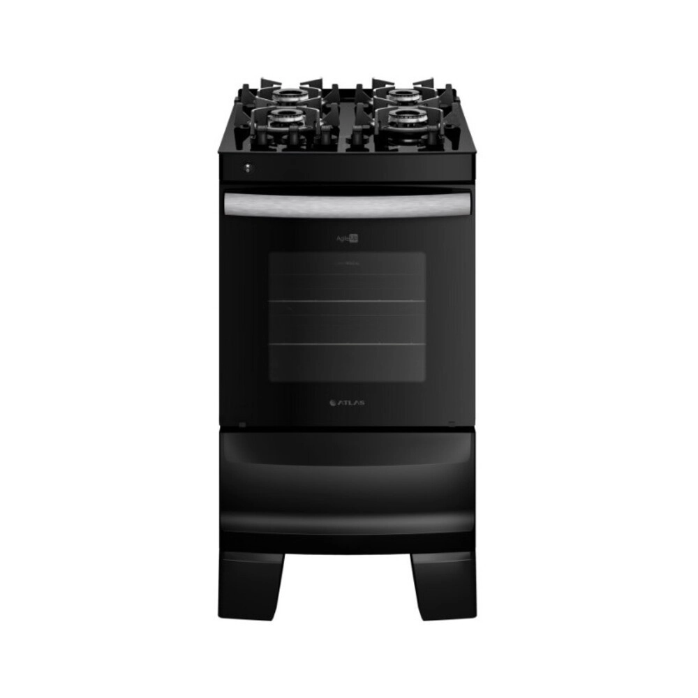 Fogão 4 bocas Atlas Mesa de Vidro Preto Bivolt Agile Glass