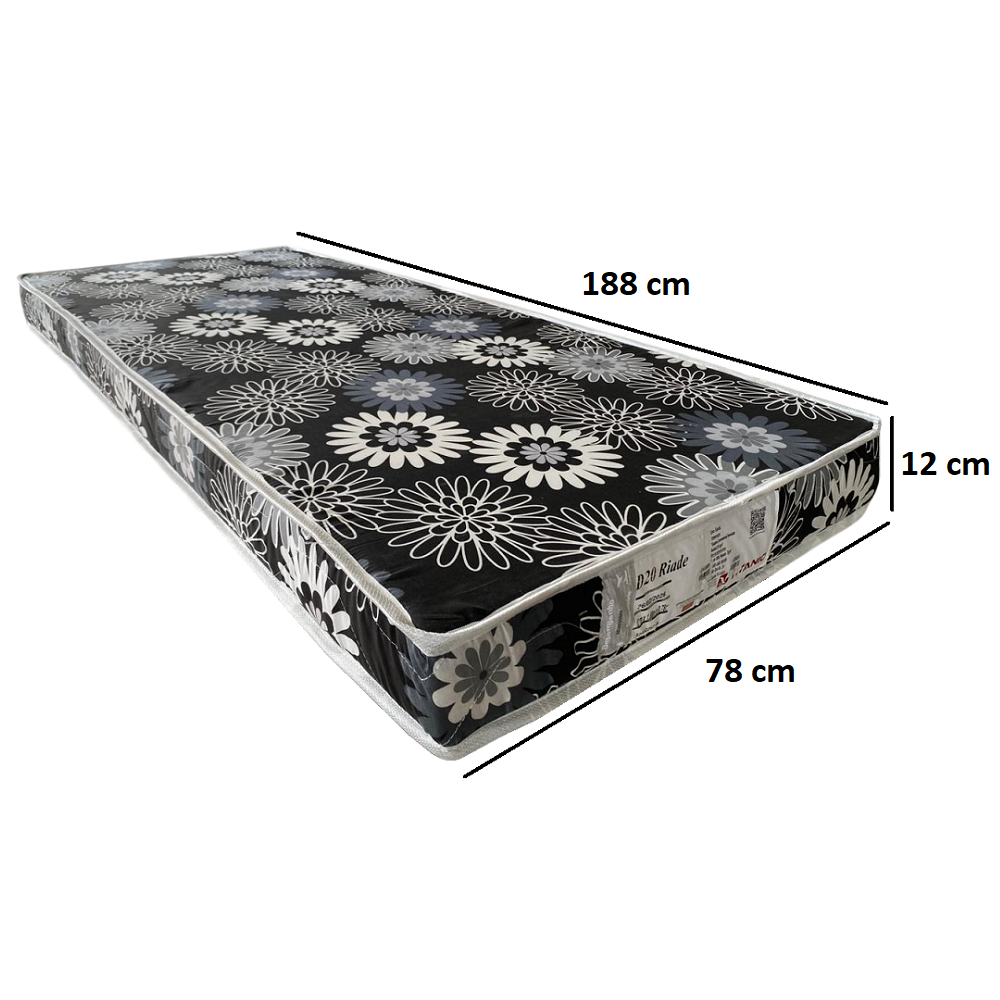 Colch&atilde;o Solteiro Riade Espuma D-20 78x188x12 cm Branco e Preto Tit&acirc;nio, , large image number 2