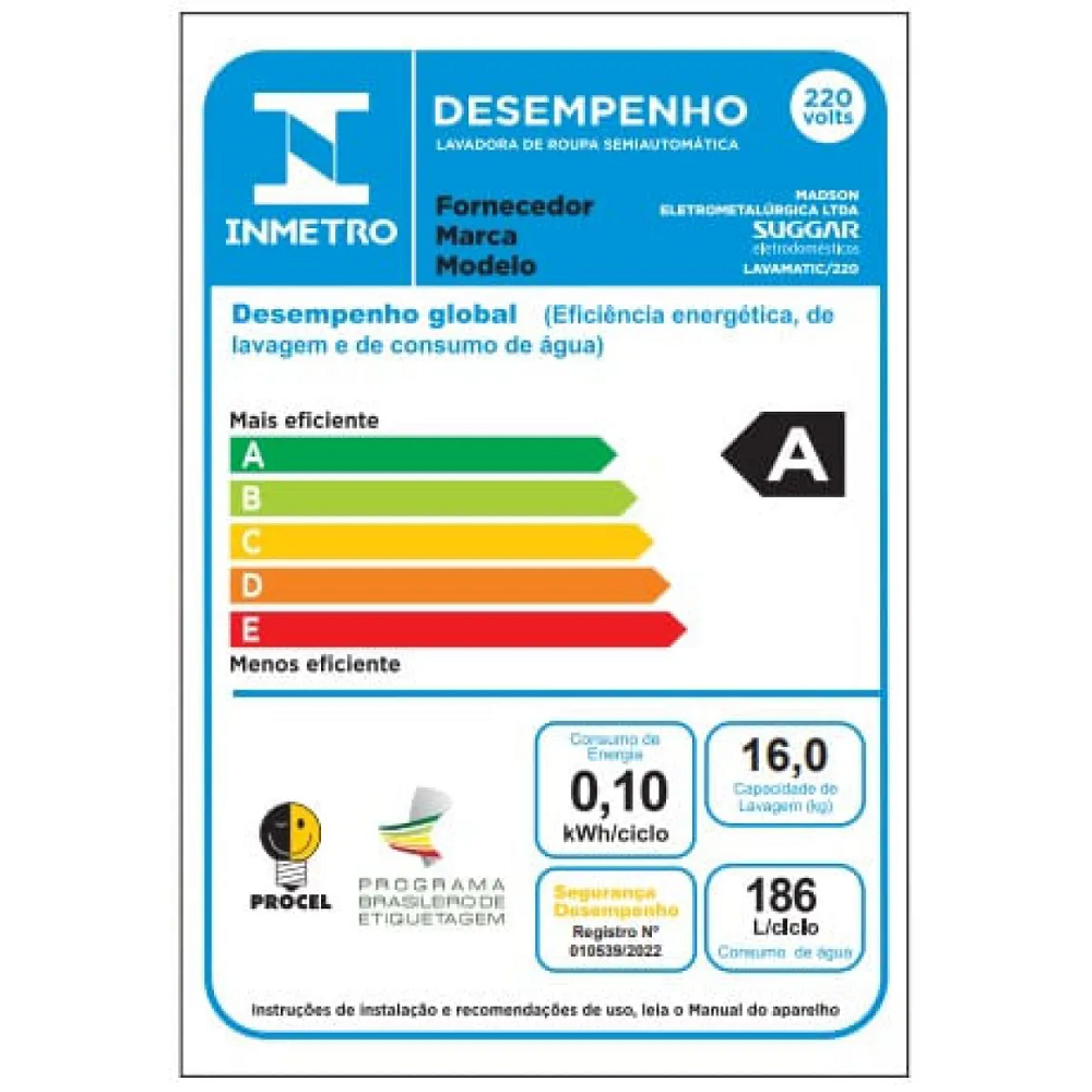 Tanquinho Semiautomático Suggar 16KG Lavamax LC1622PT 550W - Preto, , large image number 5