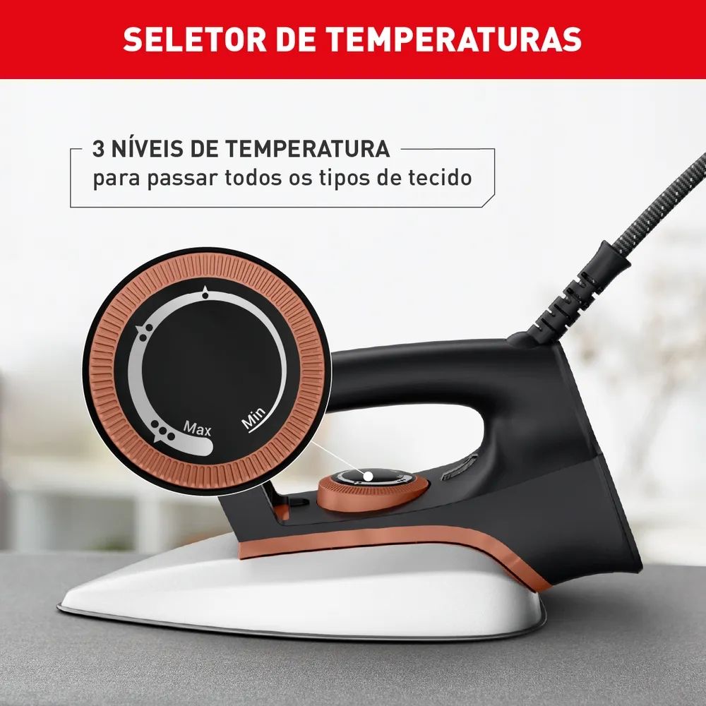 Ferro De Passar Roupa a Seco Arno Drygliss 220V com Base Antiaderente FS31 1100W Preto, , large image number 7