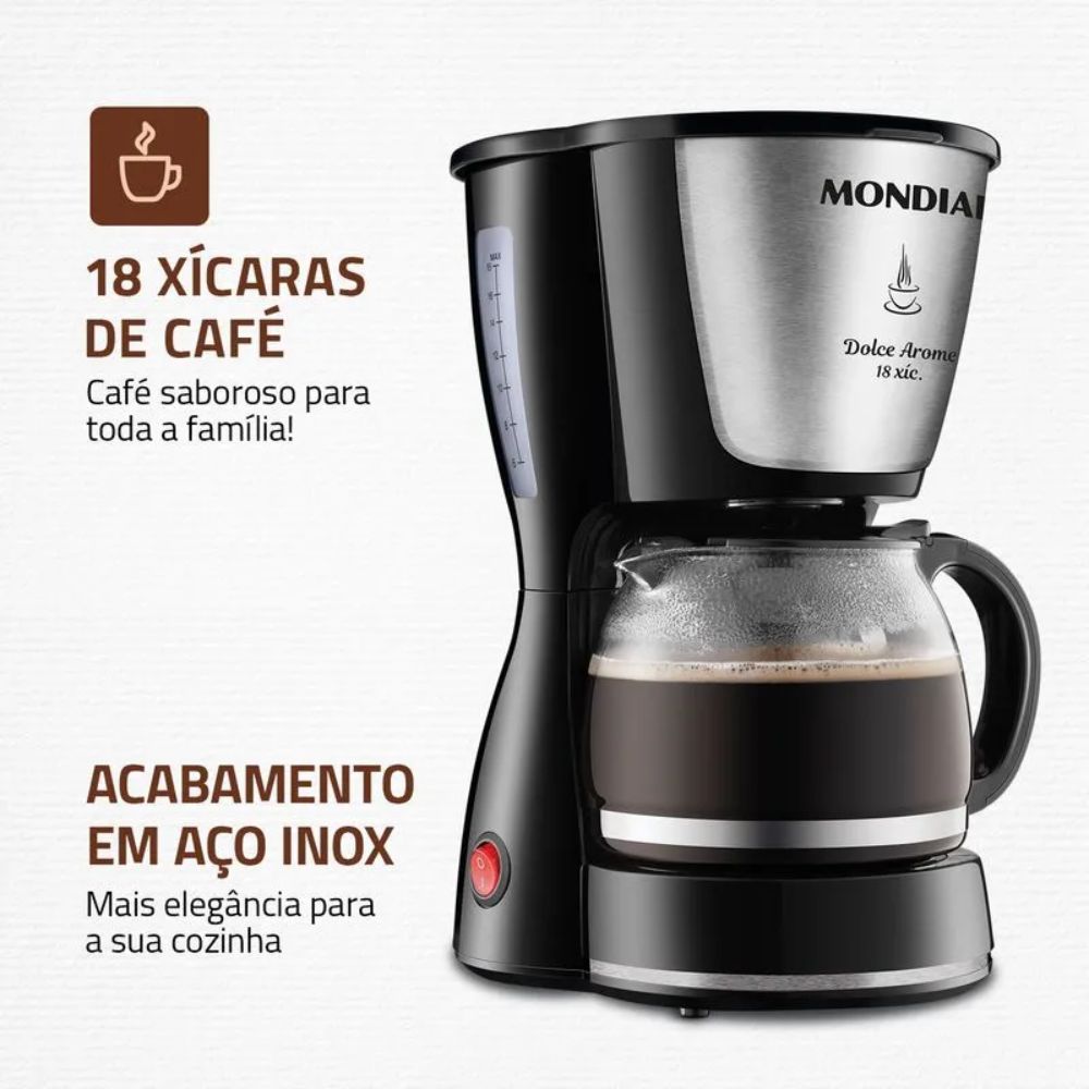 Cafeteira Mondial Dolce Arome C-30 18 Xícaras 220V Preto 550W, , large image number 1