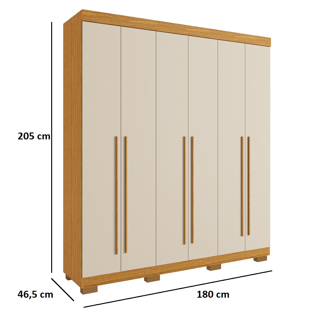 Guarda-Roupa Casal 6 Portas Nature/OffWhite ACP Paola, , large image number 2