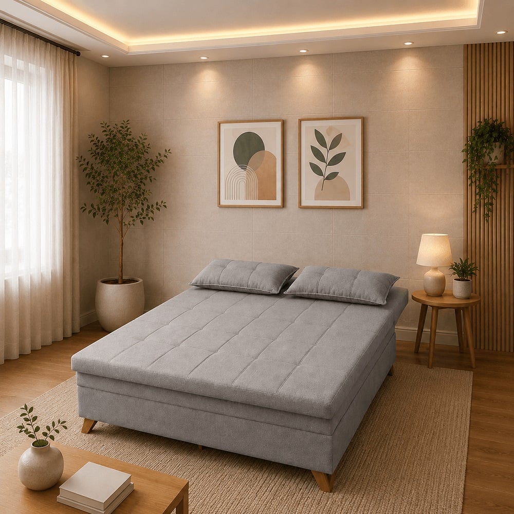 Sof&aacute; Cama 3 Lugares 1 Assento Camur&ccedil;a Cinza 184cm JA M&oacute;veis Mali, , large image number 3