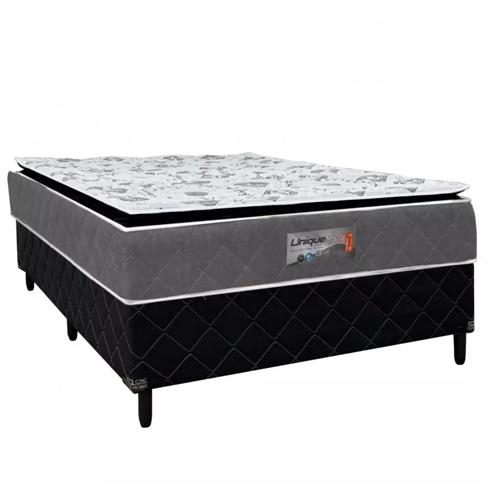 Cama Box Conjugada Casal Espuma D28 Unique Pillow Confort 188x138x69 cm Caza Nobre, , large image number 1