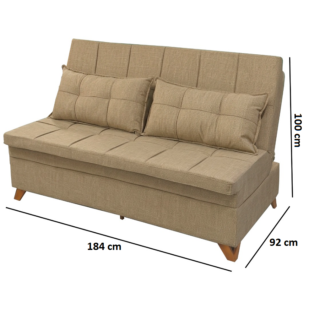 Sof&aacute; Cama 3 Lugares 1 Assento Linho Mali Caramelo 184cm JA M&oacute;veis Mali, , large image number 4