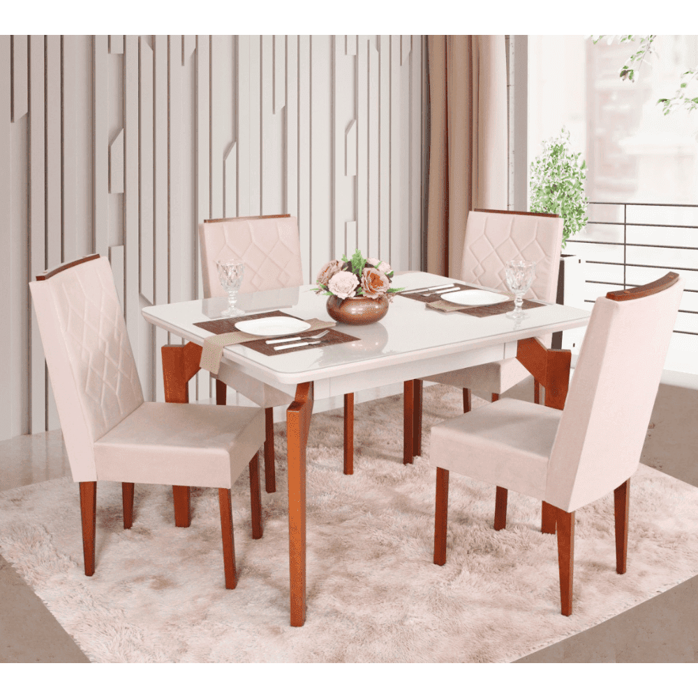 Mesa de Jantar Retangular 4 Cadeiras Abeille S&atilde;o Carlos, , large image number 1