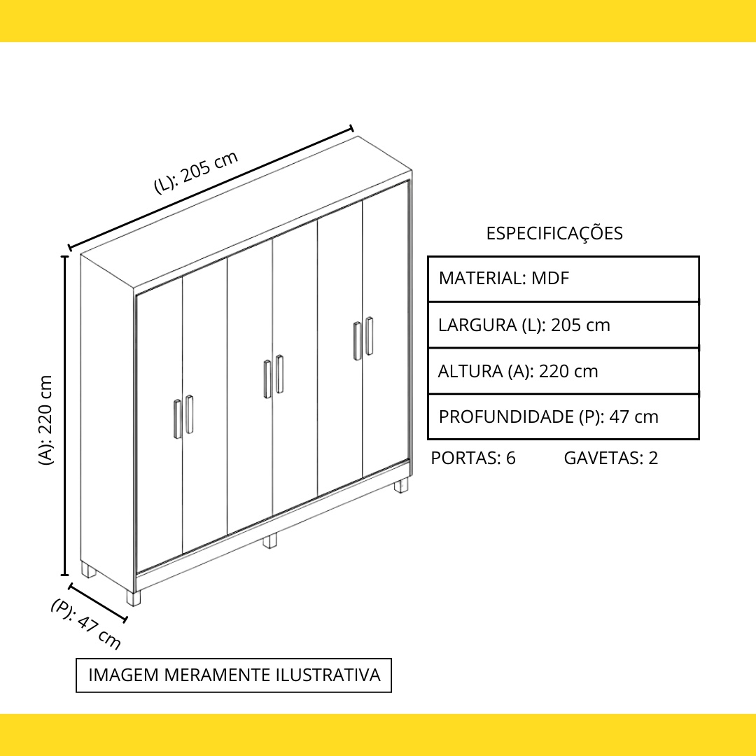 Guarda-Roupa Casal 6 Portas 4 Gavetas Cinamomo/Off White ACP M&oacute;veis Jamile, , large image number 3