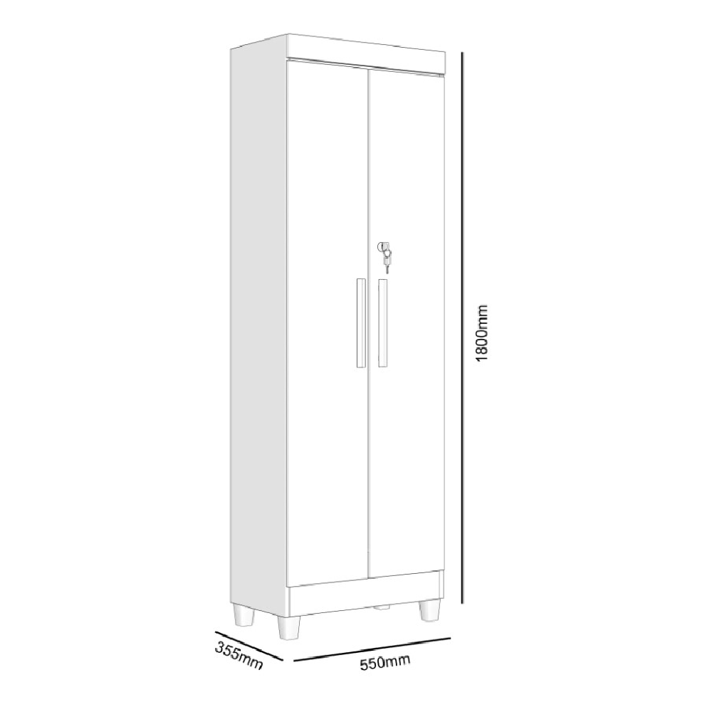 Armário Multiuso 2 Portas 4 Prateleiras 180x55 cm Berlim Magno Freijó/Off White, , large image number
