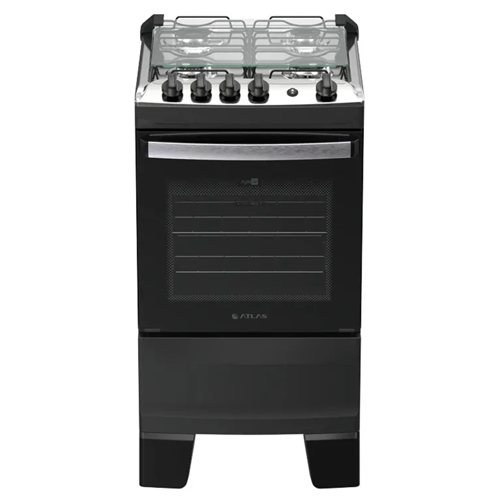 Fog&atilde;o 4 bocas Atlas Autom&aacute;tico Mesa de Inox Preto Mil&atilde;o Fast, , large image number 1