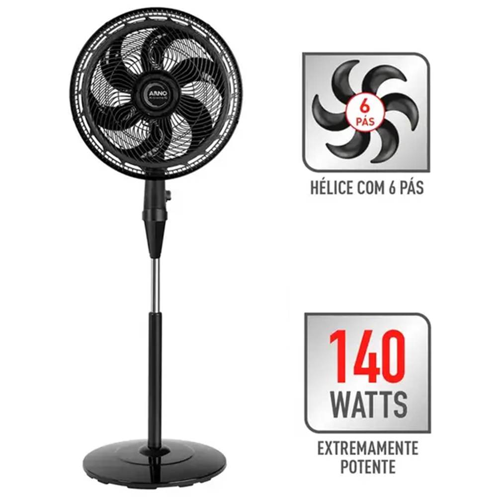 Ventilador de Coluna Arno 40 cm 6 Pás 140W 220V VE6C Xtreme Preto, , large image number 2