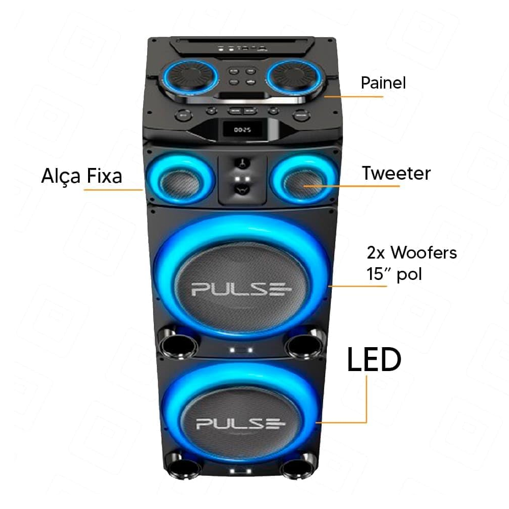 Caixa de Som Pulse Torre Bluetooth 3500W Bivolt Double SP515 15" LED, , large image number 1
