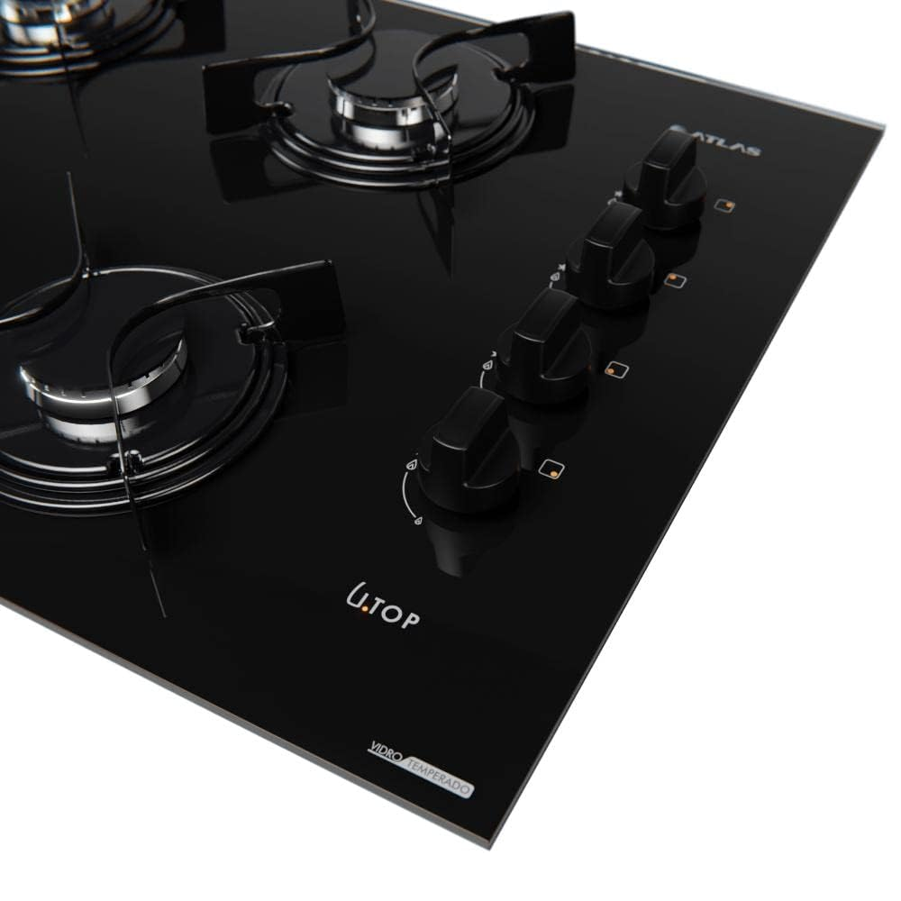 Fogao Cooktop Atlas 4 Bocas Utop Glass com Mesa em Vidro Acendimento Automático preto, , large image number 2