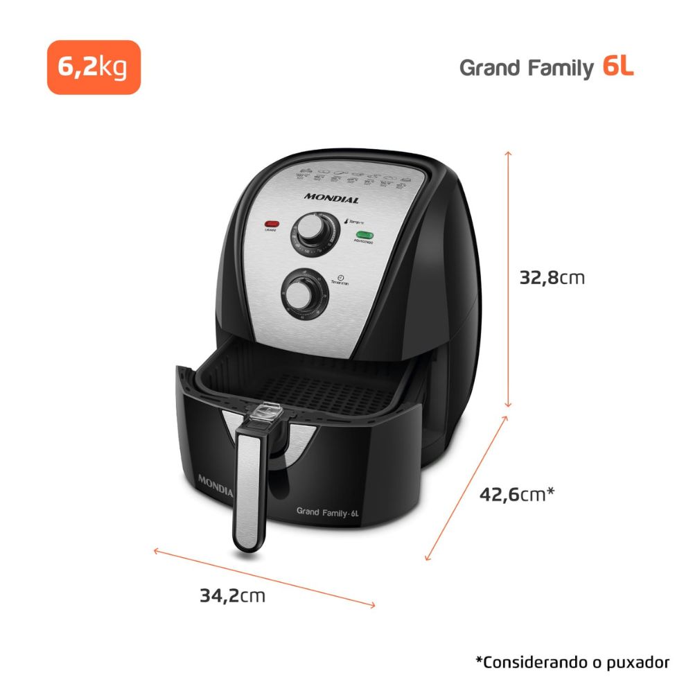Fritadeira Elétrica Air Fryer Mondial Sem Óleo 6L 1900W 220V AFN-60, , large image number 7