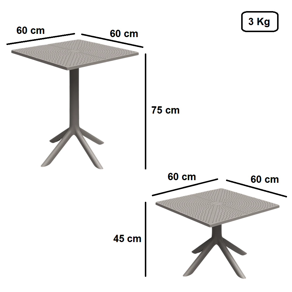 Mesa de Polipropileno 2 em 1 Forte Pl&aacute;stico Simpla 75x60 Nude, , large image number 2