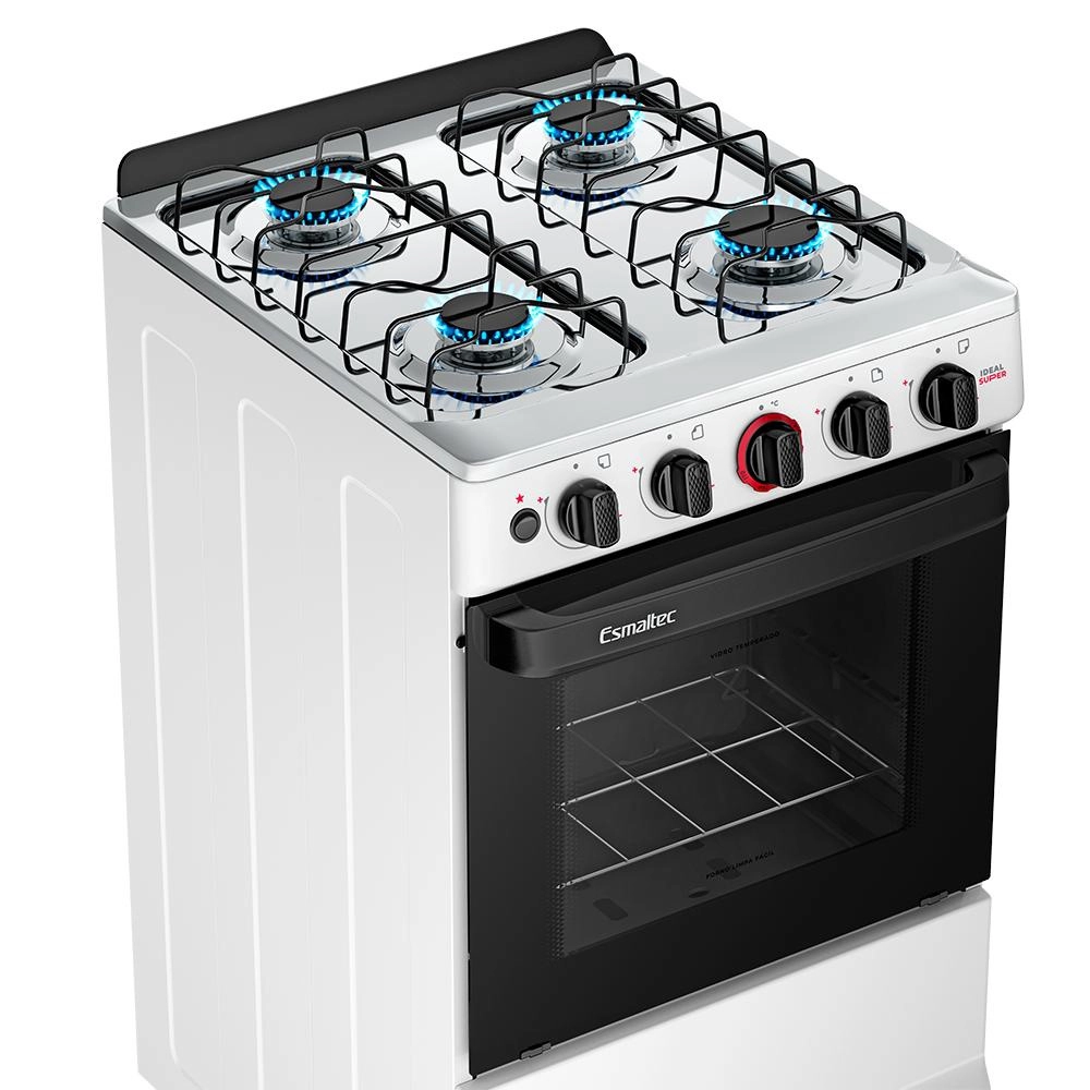 Fogão 4 bocas Esmaltec Mesa de Inox Acendimento Automático Branco Ideal Super F4IAB 4121, , large image number 2