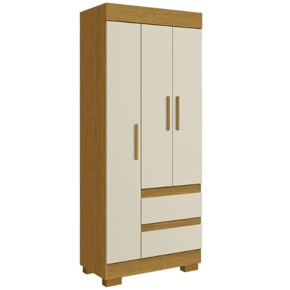 Guarda-Roupa Solteiro 3 Portas 2 Gavetas Cinamomo/OffWhite ACP Maya Plus