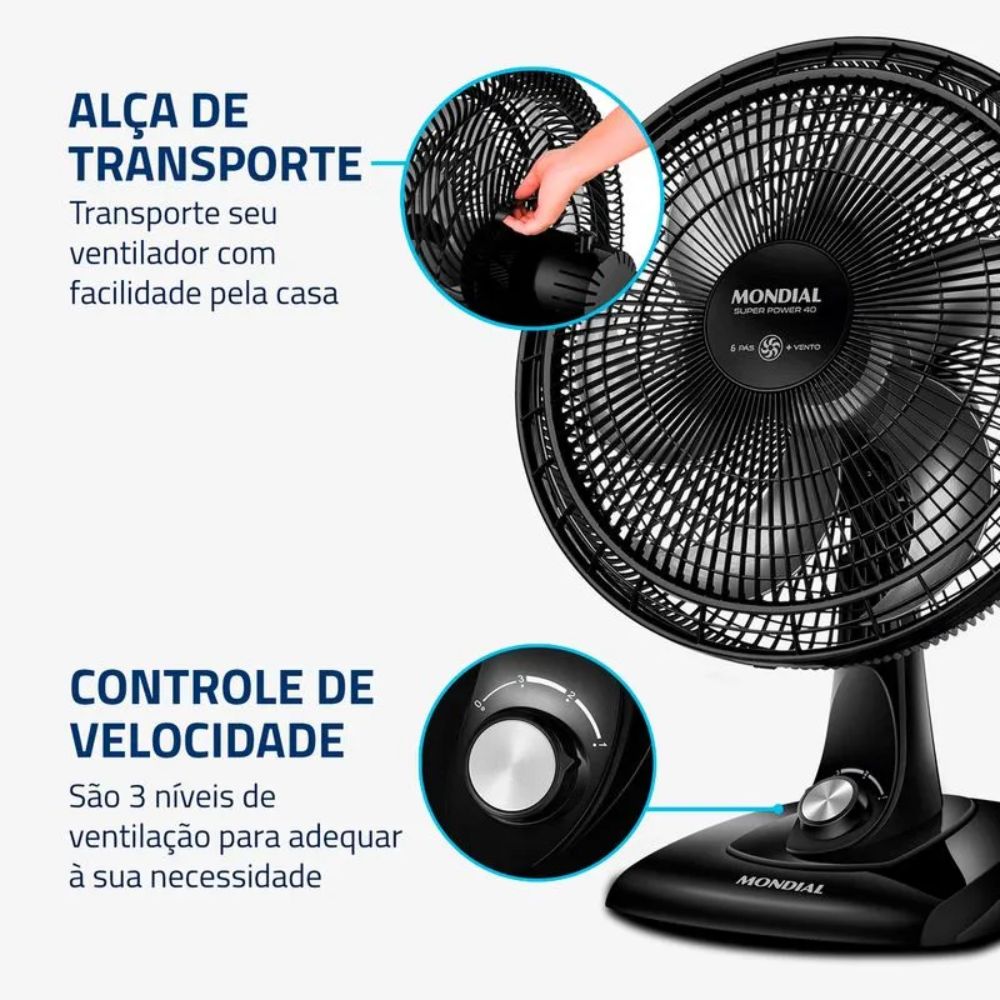 Ventilador de Mesa Mondial 40cm 6 Pás 220V VSP-40-B, , large image number 4