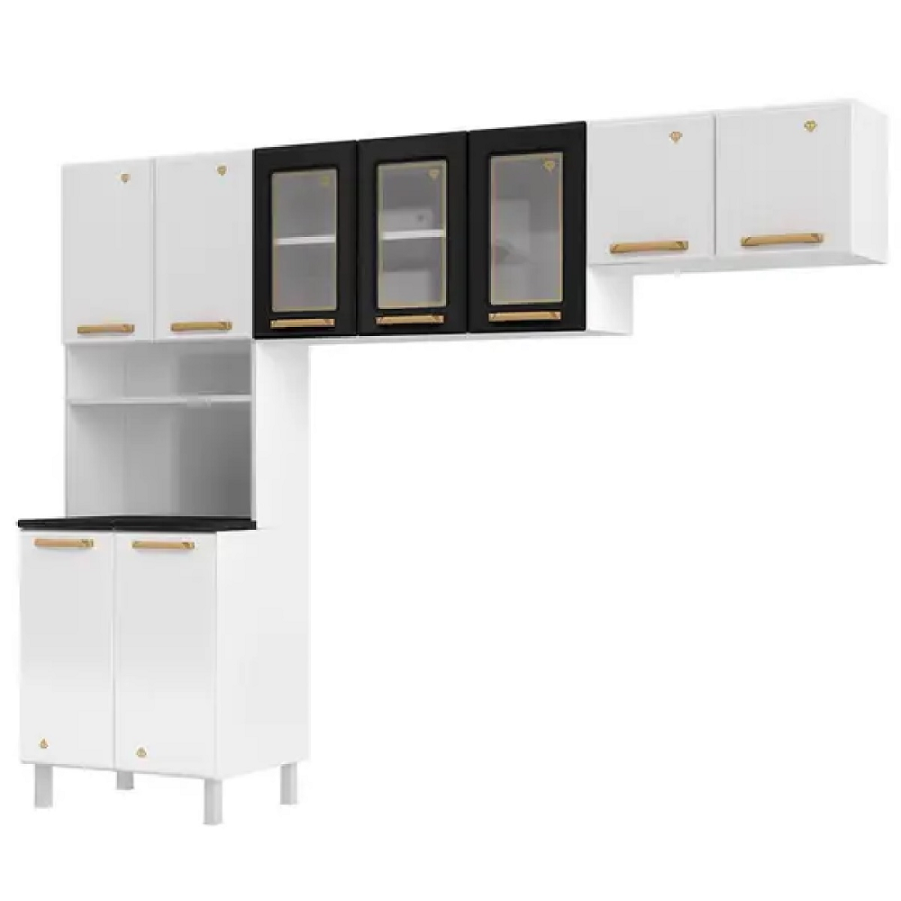 Cozinha Compacta de Aço 9 Portas Preto Telasul Diamante New