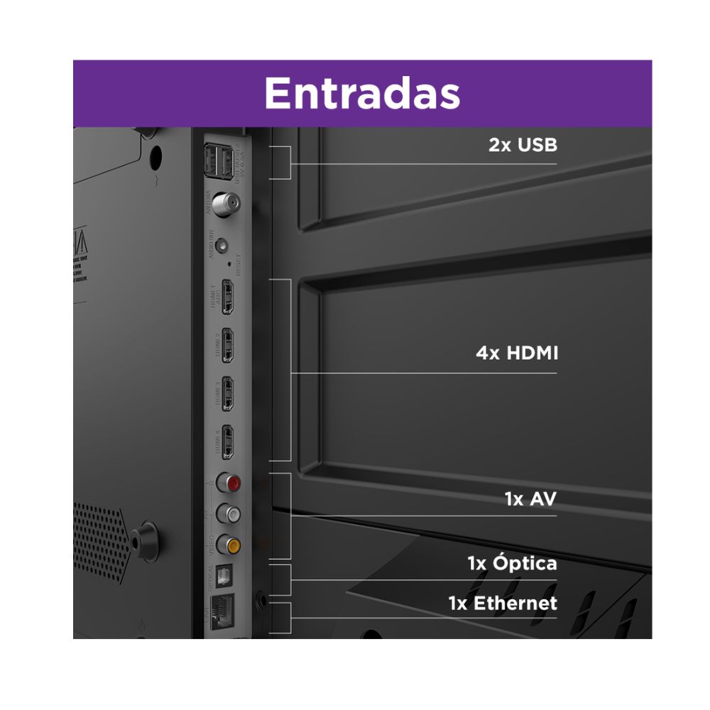 Smart TV DLED 50'' 4K Multi Roku, 4 HDMI, 2 USB, 1 AV TL059M, , large image number 7