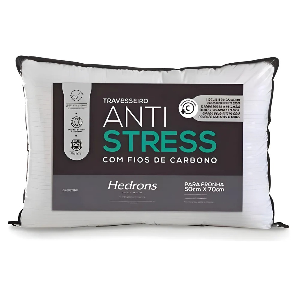 Travesseiro Hedrons Anti Stress Poli&eacute;ster Matelassado 50x70 Branco
