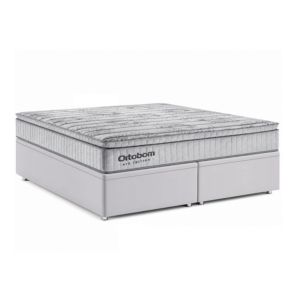 Cama Box Queen com Base Bau Courino D33 Molas Ensacadas Freedom 158x198x74,5 cm Ortobom