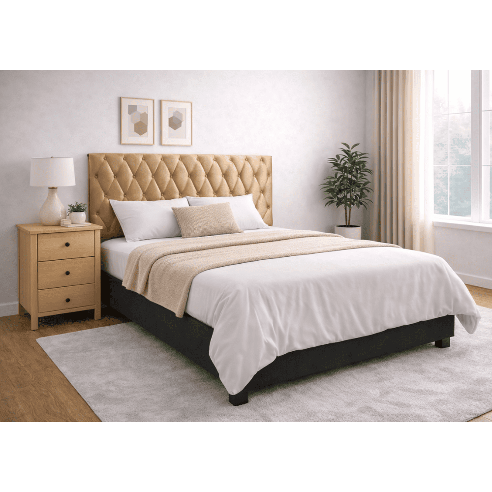 Cabeceira Queen Estofada 160 cm Veludo Caramelo Ortomagic Excellence, , large image number 1