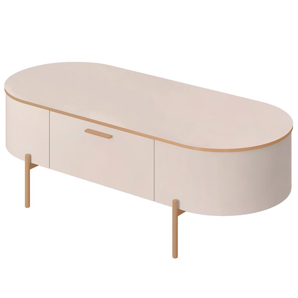 Mesa de Centro Dj Móveis Oval Celena 107,5 x 46,5 cm Off White / Off White, , large image number 1