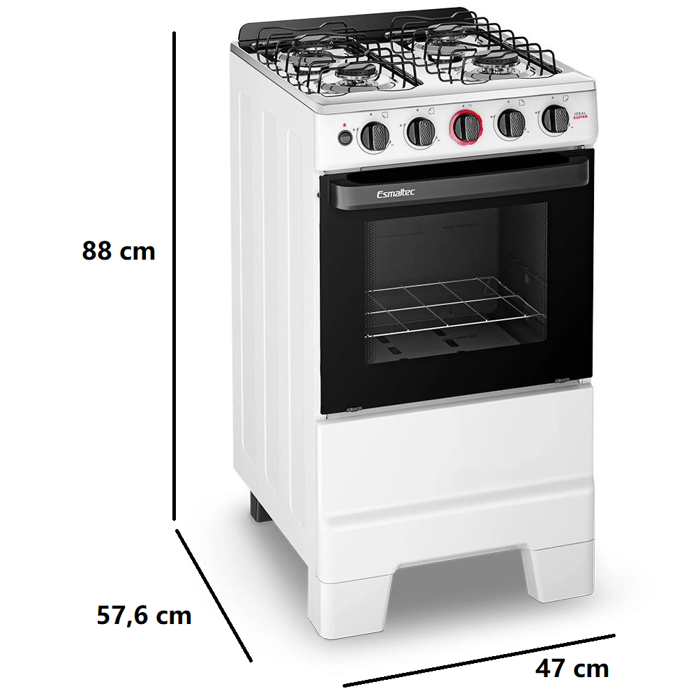 Fogão 4 bocas Esmaltec Mesa de Inox Acendimento Automático Branco Ideal Super F4IAB 4121, , large image number 5