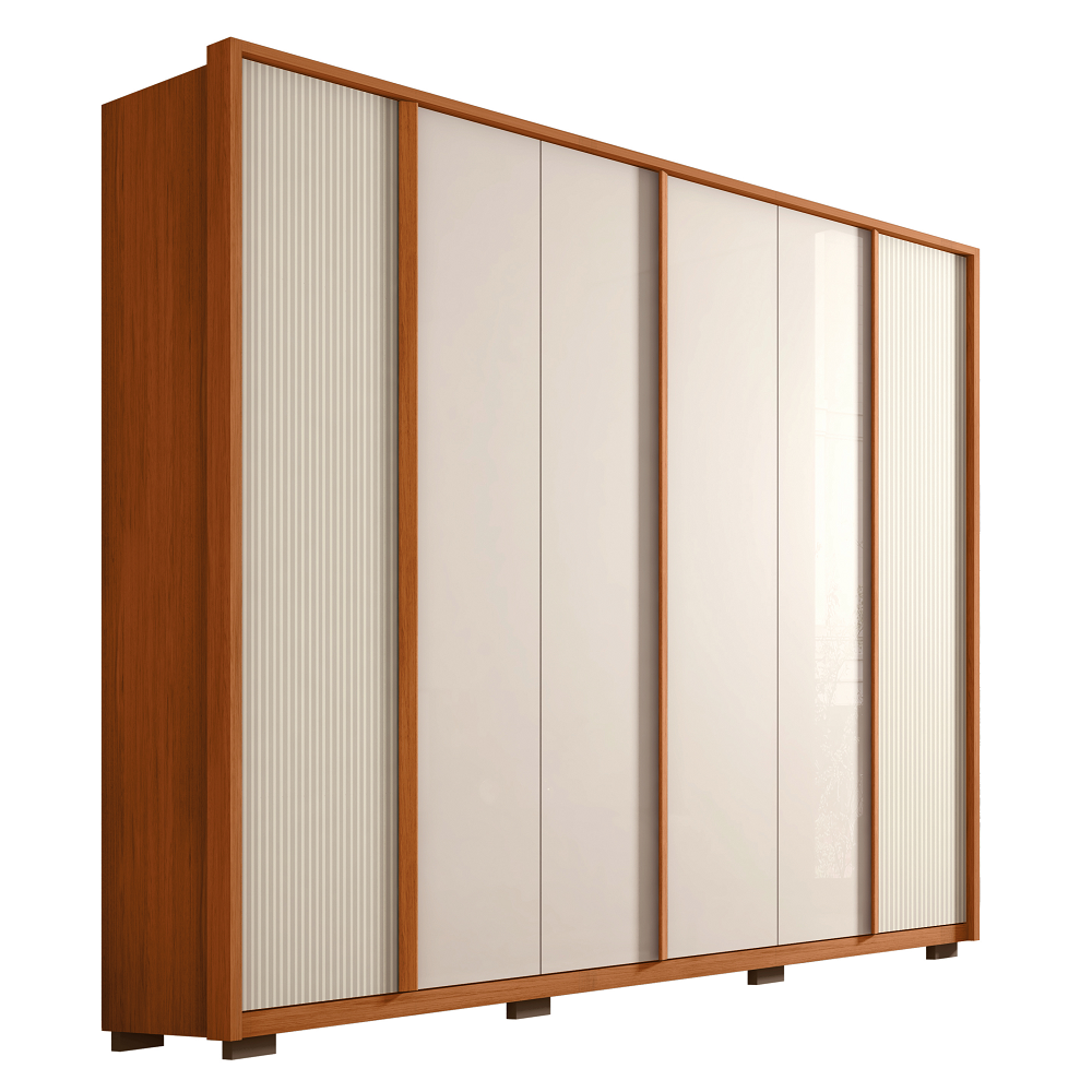 Guarda-Roupa Casal 6 Portas 4 Gavetas Freijó/Off White Caemmun Cleo - 100% MDF