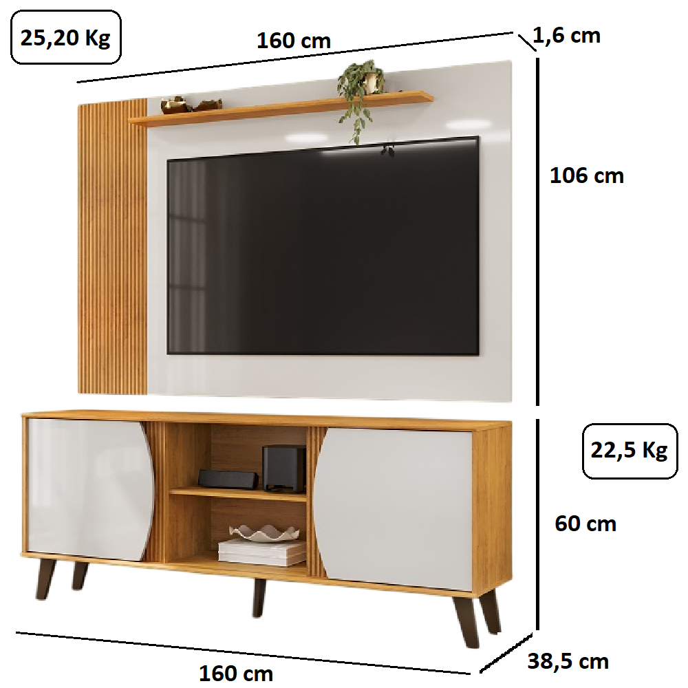 Rack com Painel para TV At&eacute; 60 Polegadas Cedro/Bali Dj Domo, , large image number 4