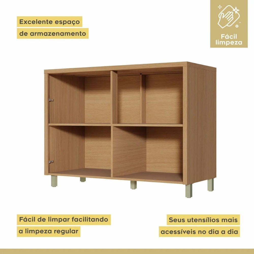 Balcão de Cozinha com Tampo 2 Portas Carvalho/Greige 100% MDF Nesher, , large image number 4