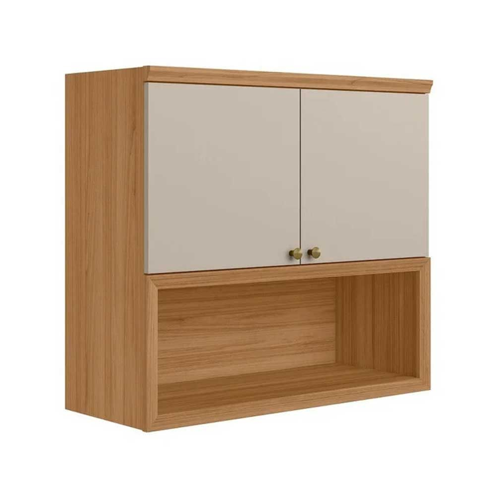 Arm&aacute;rio de Cozinha 2 Portas 80cm Linea Jequitib&aacute;/Off White Fosco - 100% MDF