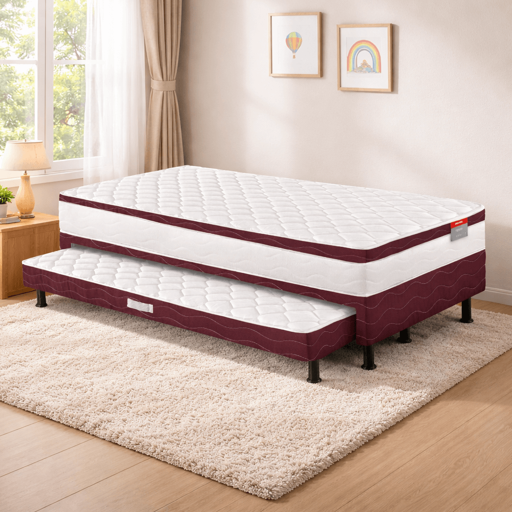 Cama Box Solteir&atilde;o Conjugada com Auxiliar Rosen Molas Bonel e Ortop&eacute;dica 88x188x64 cm Reconflex, , large image number 4