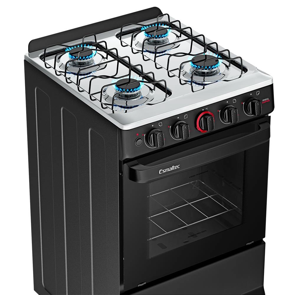 Fogão 4 bocas Esmaltec Mesa de Inox Acendimento Automático Preto Ideal Super F4IAP 4121, , large image number 3