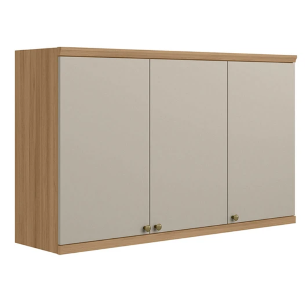 Arm&aacute;rio de Cozinha 3 Portas 120cm Linea Jequitib&aacute;/Off White Fosco - 100% MDF