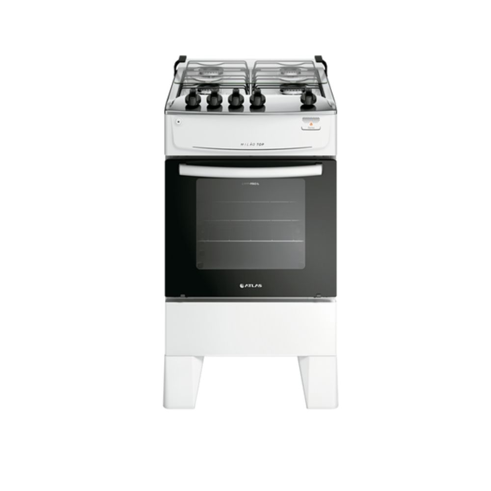 Fogão 4 Bocas Atlas Mesa Inox Acendimento Automático Branco Milão Top Bivolt, , large image number 1