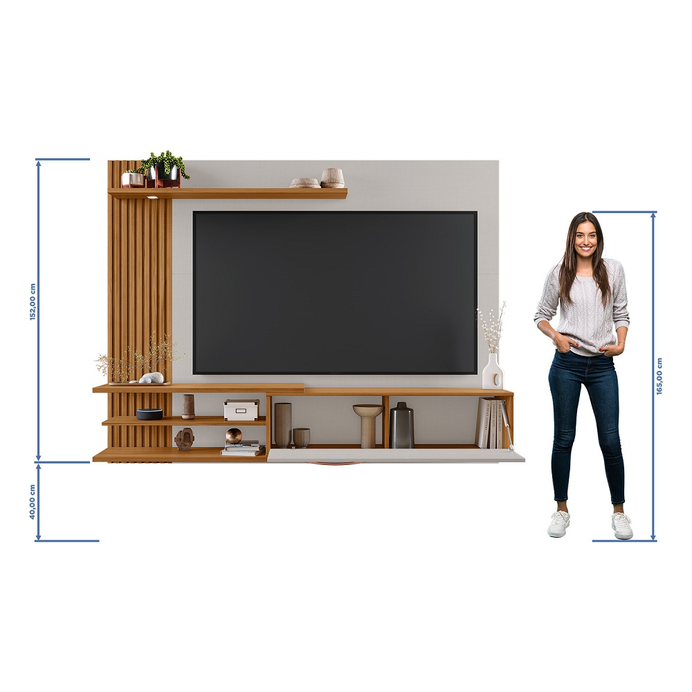 Painel Para TV Até 65 Polegadas Freijó/Off White Notável NT 1355, , large image number 6