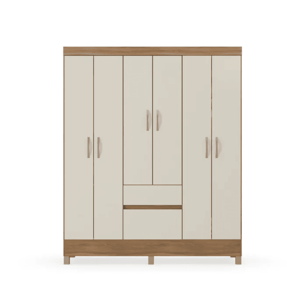 Guarda-Roupa Casal 6 Portas 2 Gavetas Amendola/Off White Dem&oacute;bile Flash, , large image number 2